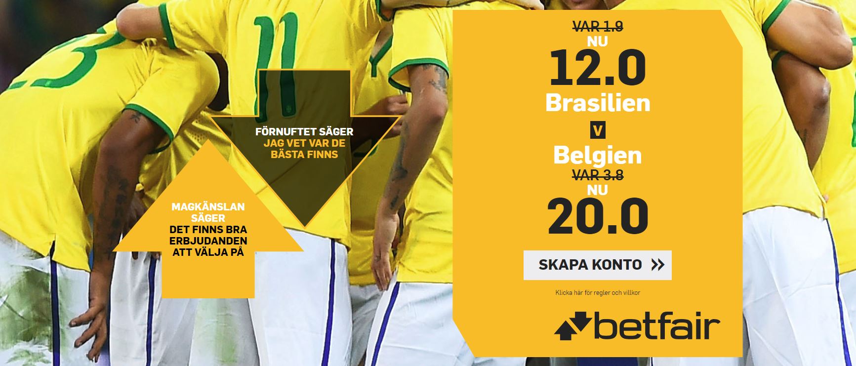 Brasilien Belgien Kampanj Betfair